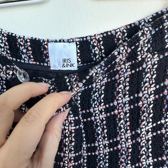 Iris and Ink High Waisted Tweed Pleated Wool Multi Coloured Culottes Size 4 - Picture 6 of 11